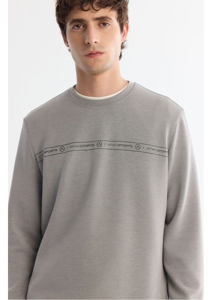 Erkek Gri Bisiklet Yaka Baskılı Soft Touch Sweatshirt A42y1307 fiyatları