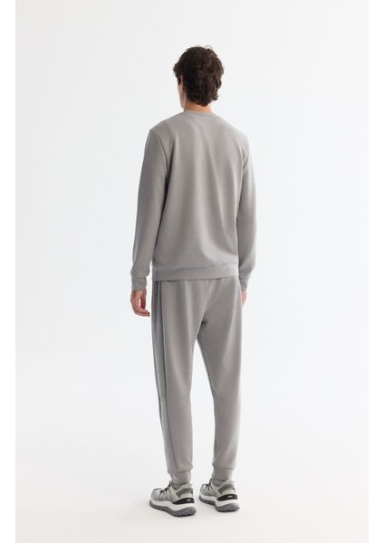 Erkek Gri Bisiklet Yaka Baskılı Soft Touch Sweatshirt A42y1307 fırsatları