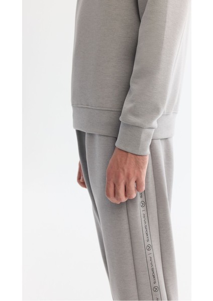 Erkek Gri Bisiklet Yaka Baskılı Soft Touch Sweatshirt A42y1307 indirimleri