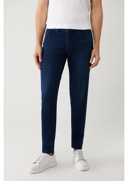 Erkek Lacivert Eskitme Yıkamalı Esnek Jean Pantolon B003525 fiyatları
