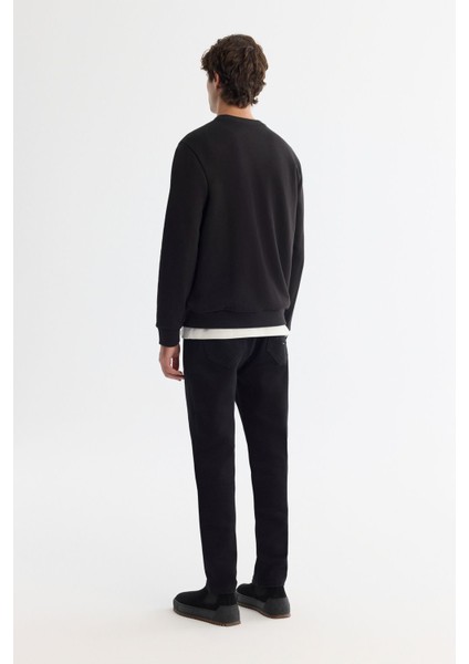 Erkek Siyah Bisiklet Yaka Içi 3 Iplik Şardonlu Sweatshirt B001033 fırsatları