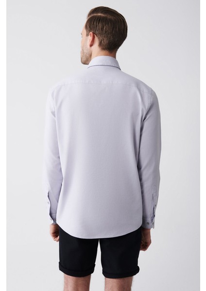 Erkek Açık Gri Regular Fit Oxford %100 Pamuk Düğmeli Yaka Gömlek B002003 fırsatları