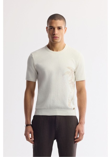 Erkek Kahve Relaxed Fit Beli Lastikli %100 Keten Pantolon B003032