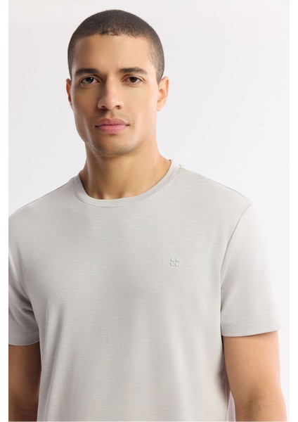 Erkek Taş Regular Fit Soft Touch Bisiklet Yaka T-Shirt B001031