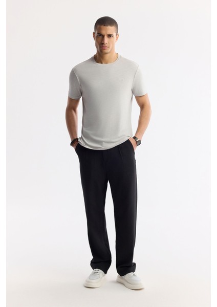 Erkek Taş Regular Fit Soft Touch Bisiklet Yaka T-Shirt B001031