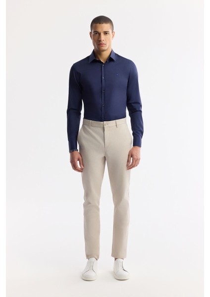 Erkek Bej Slim Fit Klasik Bel Pamuklu Yumuşak Tuşeli Chino Pantolon A51Y3078
