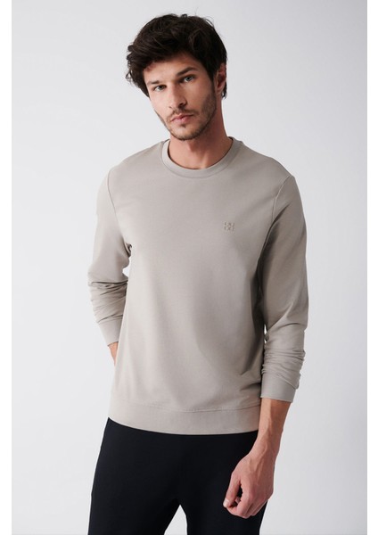 Erkek Taş Bisiklet Yaka Pamuklu 2 İplik Şardonsuz Sweatshirt E001200 modelleri