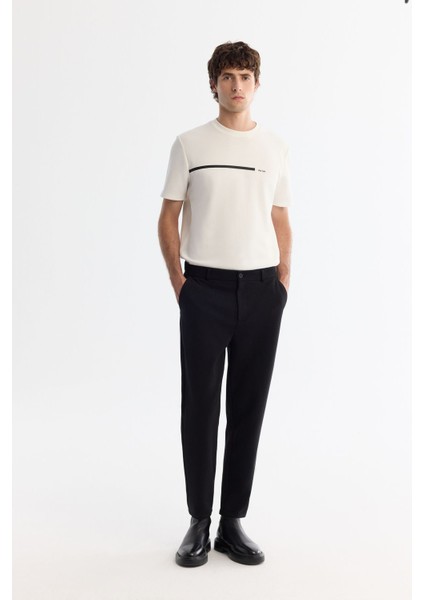 Erkek Siyah Carrot Fit Diyagonal Desenli Örme Pantolon A42Y3061