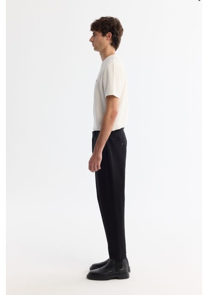 Erkek Siyah Carrot Fit Diyagonal Desenli Örme Pantolon A42Y3061