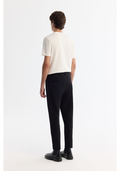 Erkek Siyah Carrot Fit Diyagonal Desenli Örme Pantolon A42Y3061