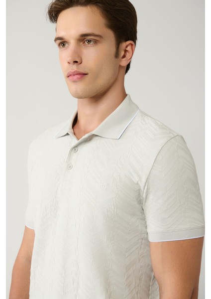 Erkek Gri %100 Pamuk 3 Düğmeli Jakarlı Polo Yaka T-shirt A41y1147 fiyatları