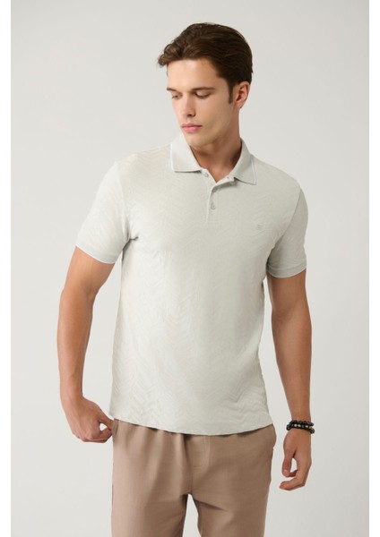 Erkek Gri %100 Pamuk 3 Düğmeli Jakarlı Polo Yaka T-shirt A41y1147 modelleri