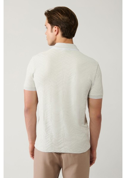 Erkek Gri %100 Pamuk 3 Düğmeli Jakarlı Polo Yaka T-shirt A41y1147 fırsatları