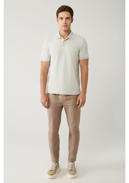 Erkek Gri %100 Pamuk 3 Düğmeli Jakarlı Polo Yaka T-shirt A41y1147 indirimleri