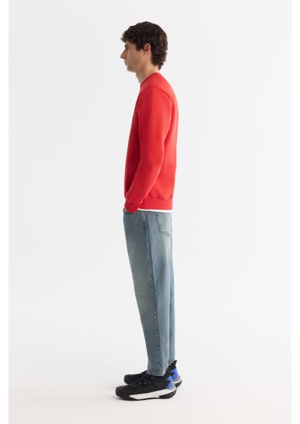 Erkek Kırmızı Bisiklet Yaka Içi 3 Iplik Şardonlu Sweatshirt B001033 modelleri