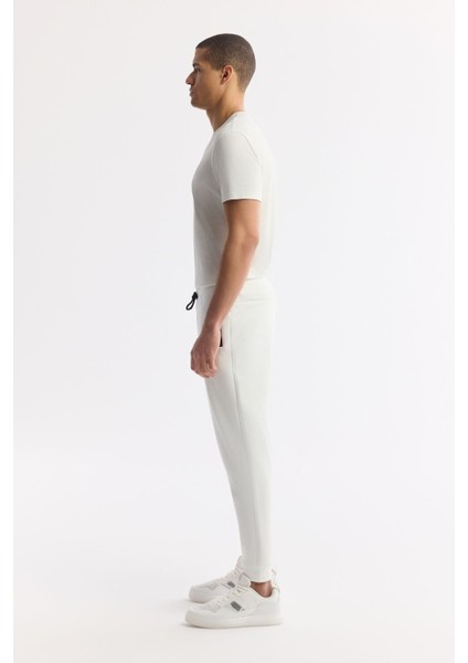 Erkek Beyaz Beli Lastikli Bağcıklı Yandan Fermuarlı Cepli İnterlok Jogger B003400 fiyatları