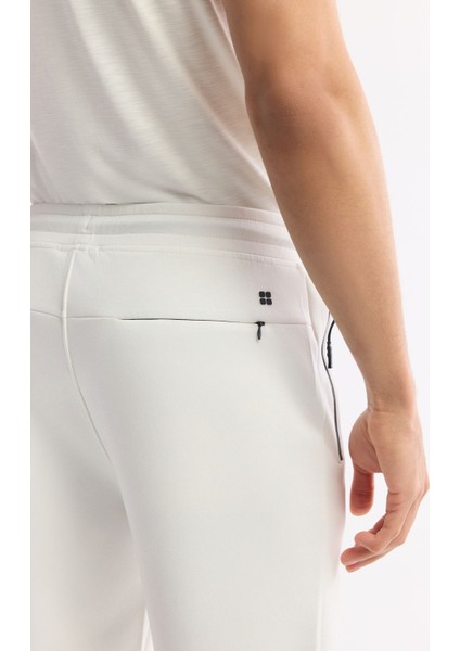 Erkek Beyaz Beli Lastikli Bağcıklı Yandan Fermuarlı Cepli İnterlok Jogger B003400 fırsatları