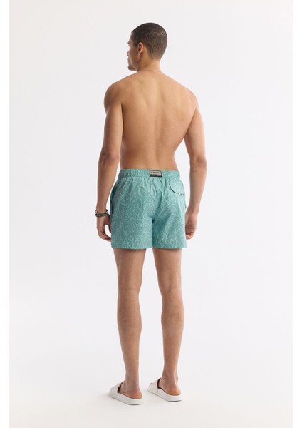 Erkek Mint Yeşil Hızlı Kuruyan Baskılı Standart Boy Özel Taşıma Çantalı Mayo Deniz Şortu A51y3805 modelleri