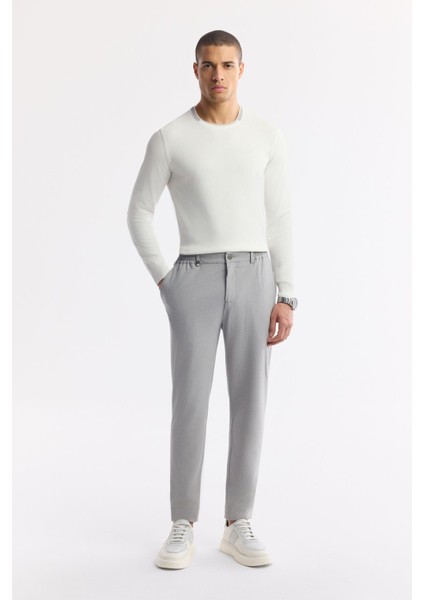 Erkek Gri Comfort Slim Fit Yan Cepli Beli Lastikli Bi Stretch Teknik Kumaş Pantolon A51y3201