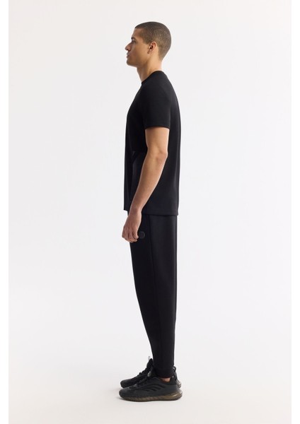 Erkek Siyah Bisiklet Yaka Enjeksiyon Baskılı İnterlok T-Shirt A51Y1136 modelleri