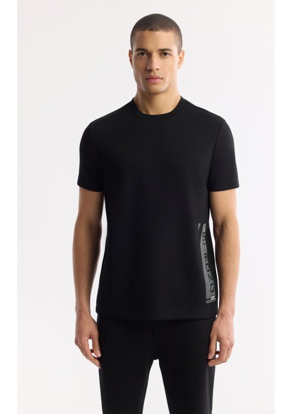 Erkek Siyah Bisiklet Yaka Enjeksiyon Baskılı İnterlok T-Shirt A51Y1136 indirimleri
