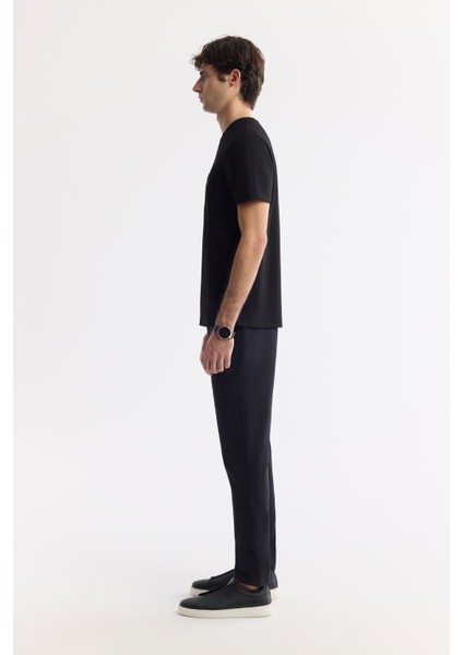 Erkek Siyah Regular Fit Bisiklet Yaka Enjeksiyon Baskılı İnterlok T-Shirt A51Y1021