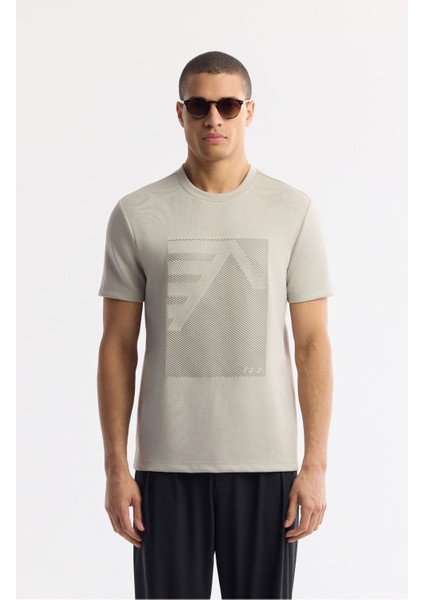 Erkek Gri Bisiklet Yaka Enjeksiyon Baskılı İnterlok T-Shirt A51Y1072