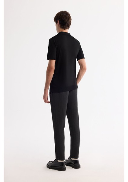 Erkek Siyah Polo Yaka Fermuarlı Rayon Triko T-shirt A42y5128 fırsatları