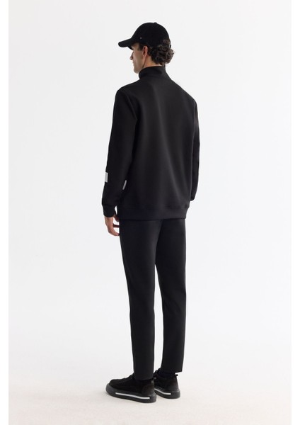 Erkek Siyah Dik Yaka Pamuklu Baskılı Elastan Sweatshirt A42Y1202 fırsatları