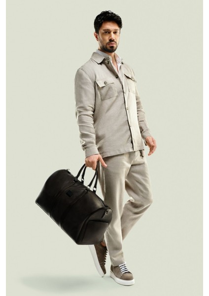 Erkek Gri Relaxed Fit Beli Lastikli %100 Keten Pantolon B003032 fiyatları