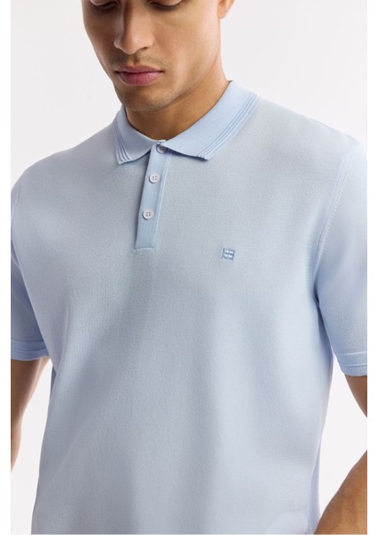 Erkek Açık Mavi Polo Yaka Basic Rayon Triko T-shirt A51Y5035 fiyatları