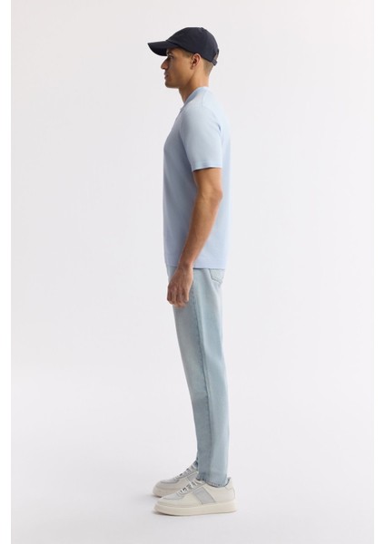 Erkek Açık Mavi Polo Yaka Basic Rayon Triko T-shirt A51Y5035 modelleri