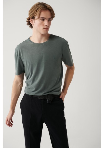 Erkek Haki Soft Touch Bisiklet Yaka T-shirt B001031 modelleri