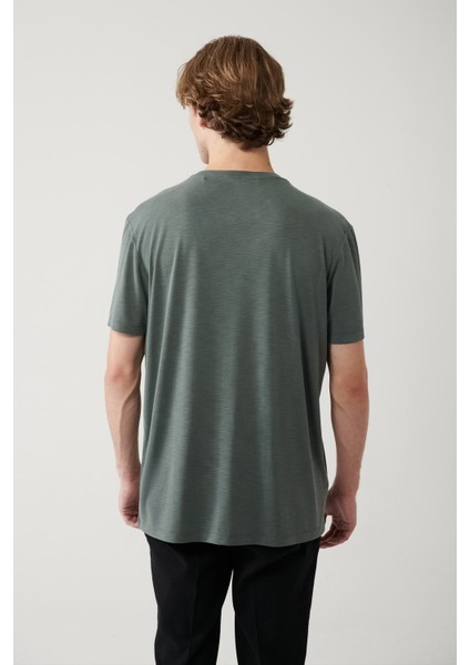 Erkek Haki Soft Touch Bisiklet Yaka T-shirt B001031 fırsatları