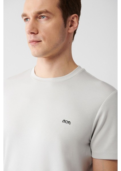Erkek Gri Bisiklet Yaka Sırt Ve Göğsü Logo Baskılı T-shirt B001040 fiyatları