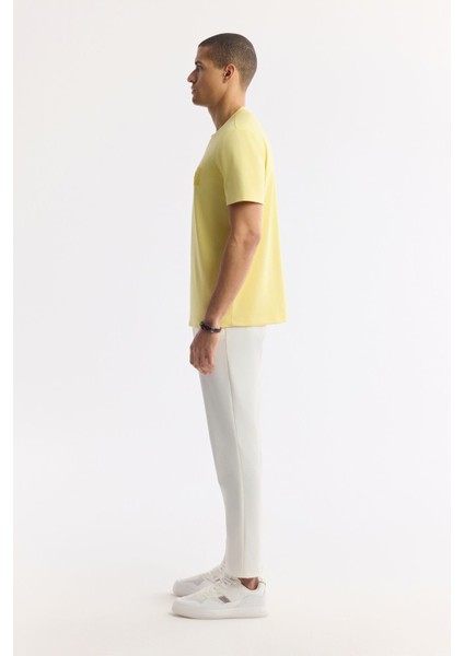 Erkek Sarı Regular Fit Bisiklet Yaka Enjeksiyon Baskılı Interlok T-shirt A51y1021 modelleri
