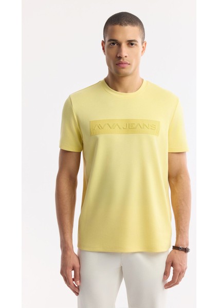 Erkek Sarı Regular Fit Bisiklet Yaka Enjeksiyon Baskılı Interlok T-shirt A51y1021 indirimleri