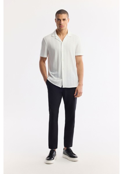 Erkek Beyaz Apaj Yaka Jakarlı Jersey Comfort Fit Gömlek A51Y2027 indirimleri