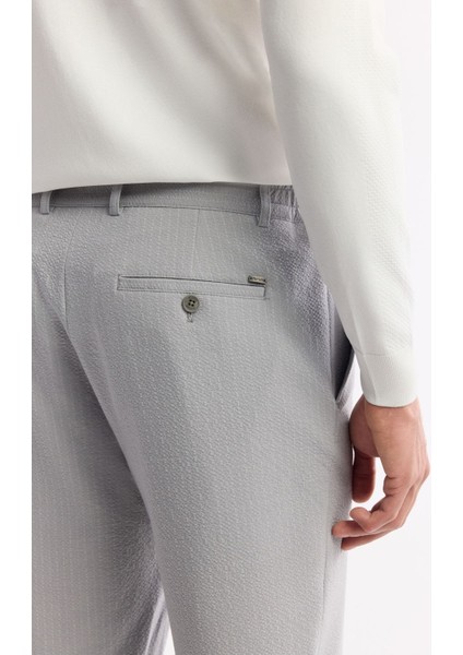 Erkek Gri Comfort Slim Fit Yan Cepli Beli Lastikli Bi Stretch Teknik Kumaş Pantolon A51y3201