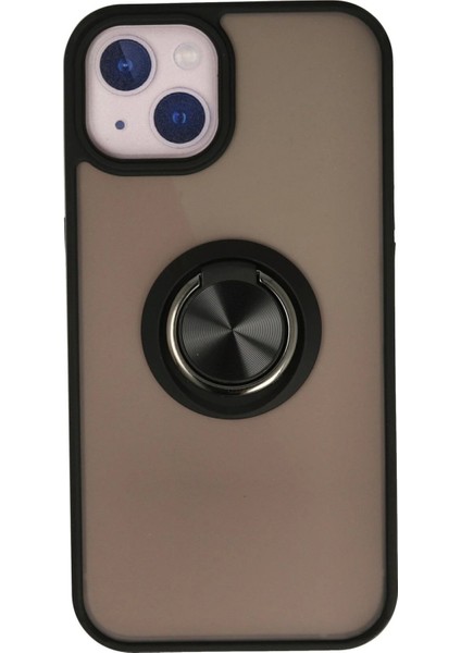 iPhone 15 Kılıf Montreal Yüzüklü Silikon Kapak - Siyah - KA3534-9715