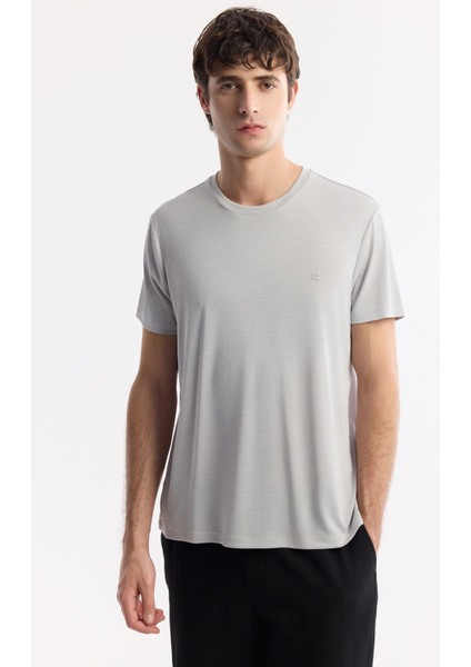 Erkek Açık Regular Fit Soft Touch Bisiklet Yaka T-Shirt B001031