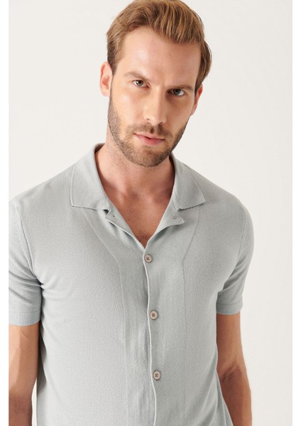 Erkek Gri Apaj Yaka Düğmeli Triko T-shirt B005008 fiyatları