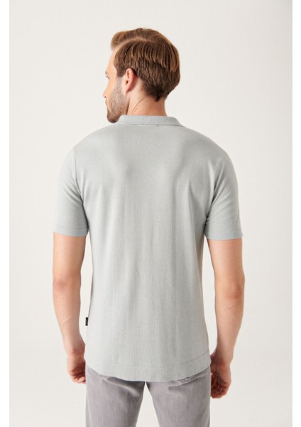 Erkek Gri Apaj Yaka Düğmeli Triko T-shirt B005008 fırsatları