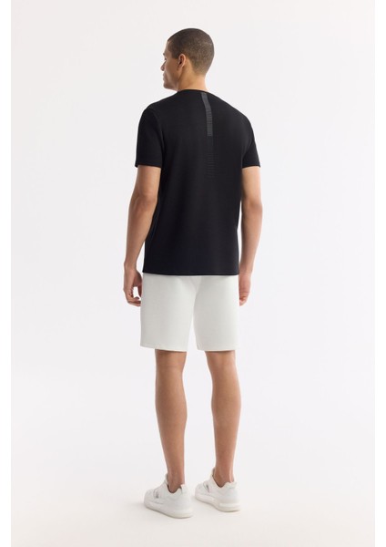 Erkek Siyah Bisiklet Yaka Sırt Ve Göğsü Logo Baskılı T-shirt B001040 indirimleri