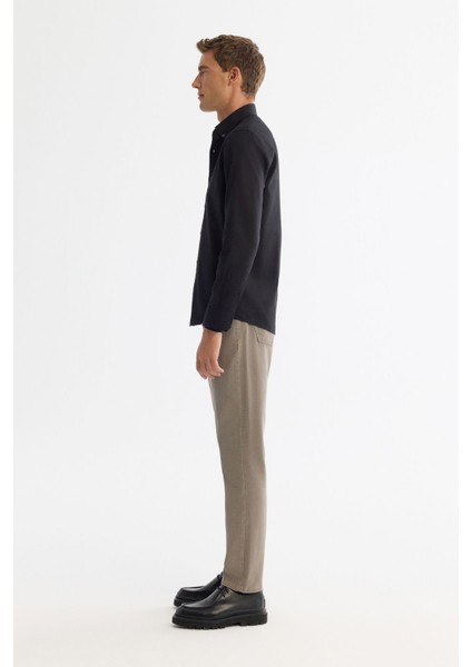 Erkek Siyah Regular Fit Düğmeli Yaka %100 Pamuk Oxford Gömlek B002034