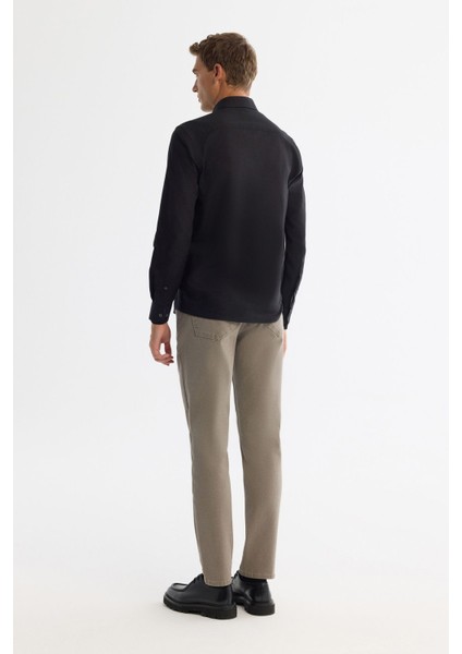 Erkek Siyah Regular Fit Düğmeli Yaka %100 Pamuk Oxford Gömlek B002034