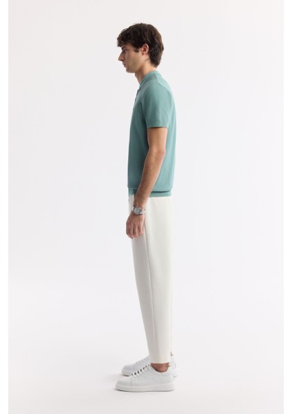 Erkek Nil Yeşili Regular Fit Polo Yaka Dokulu Triko T-shirt B005120 modelleri