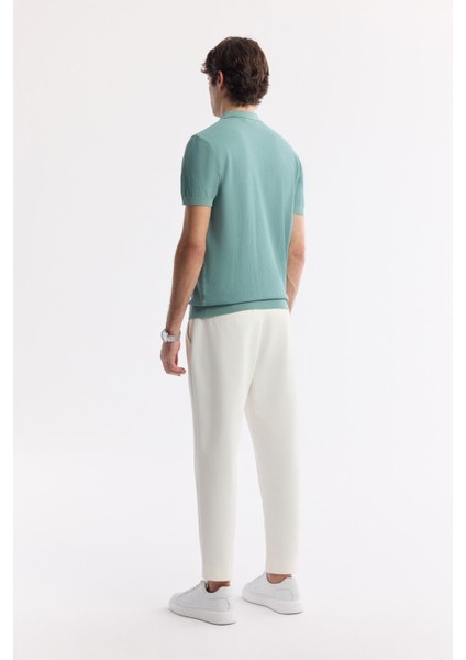 Erkek Nil Yeşili Regular Fit Polo Yaka Dokulu Triko T-shirt B005120 fırsatları
