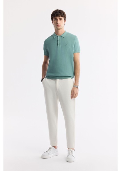 Erkek Nil Yeşili Regular Fit Polo Yaka Dokulu Triko T-shirt B005120 indirimleri