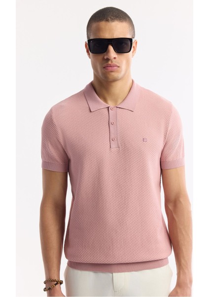 Erkek Pembe Regular Fit Polo Yaka Dokulu Triko T-shirt B005120 indirimleri